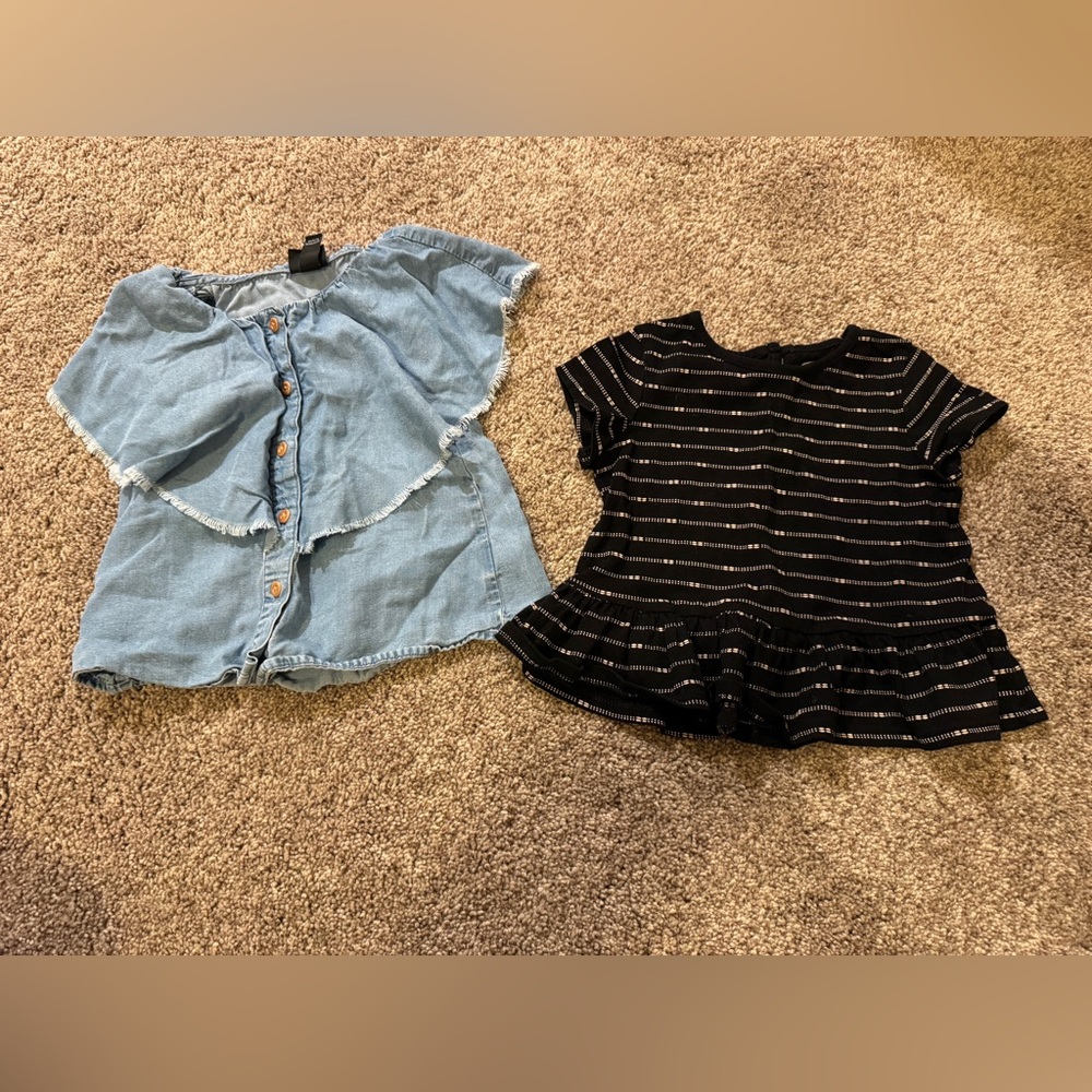 Stylish Kids Denim and Striped Tops Set
